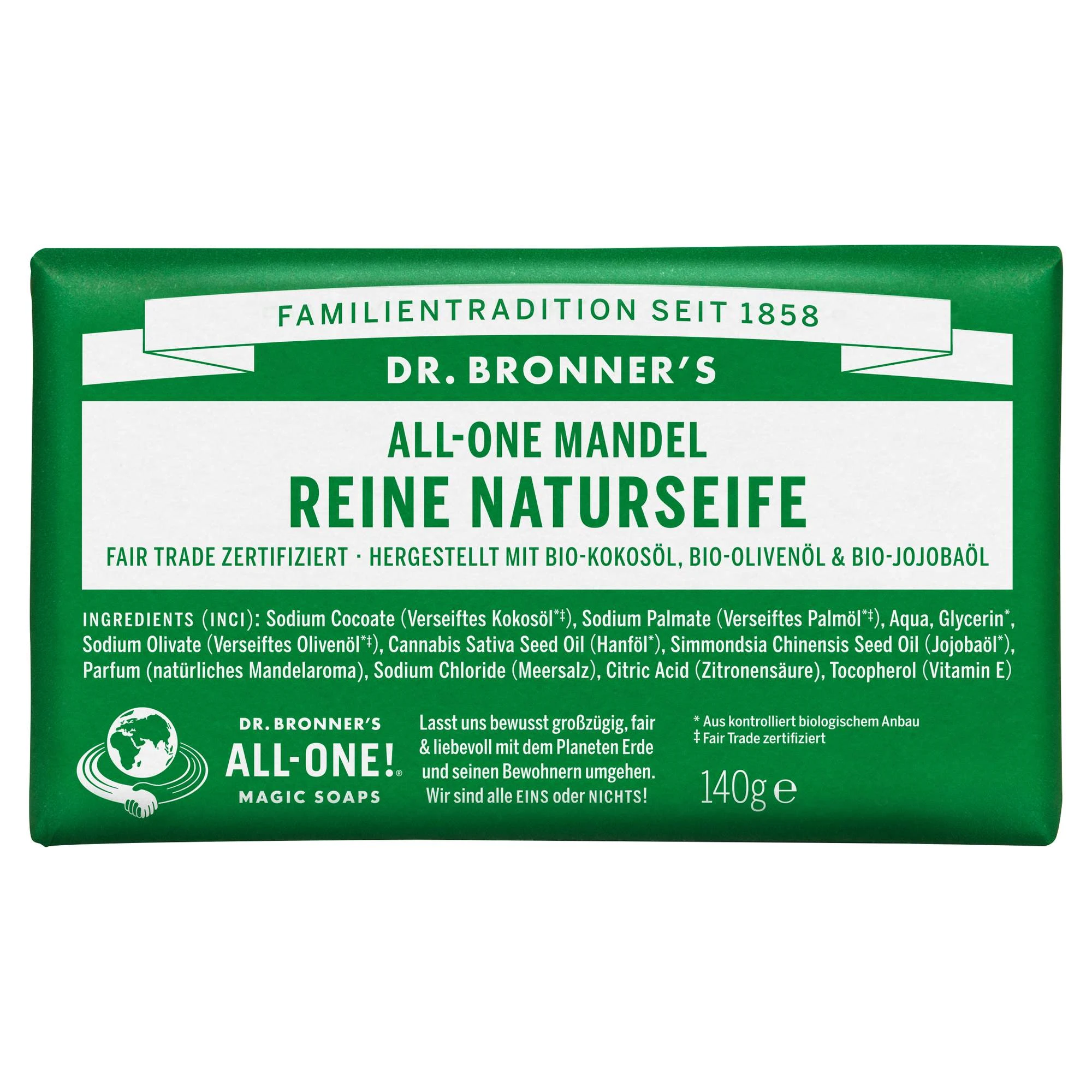 Dr. Bronner's REINE NATURSEIFE (STÜCKSEIFE) - Outdoor Seife 1 Dr. Bronner's REINE NATURSEIFE (STÜCKSEIFE) - Outdoor Seife