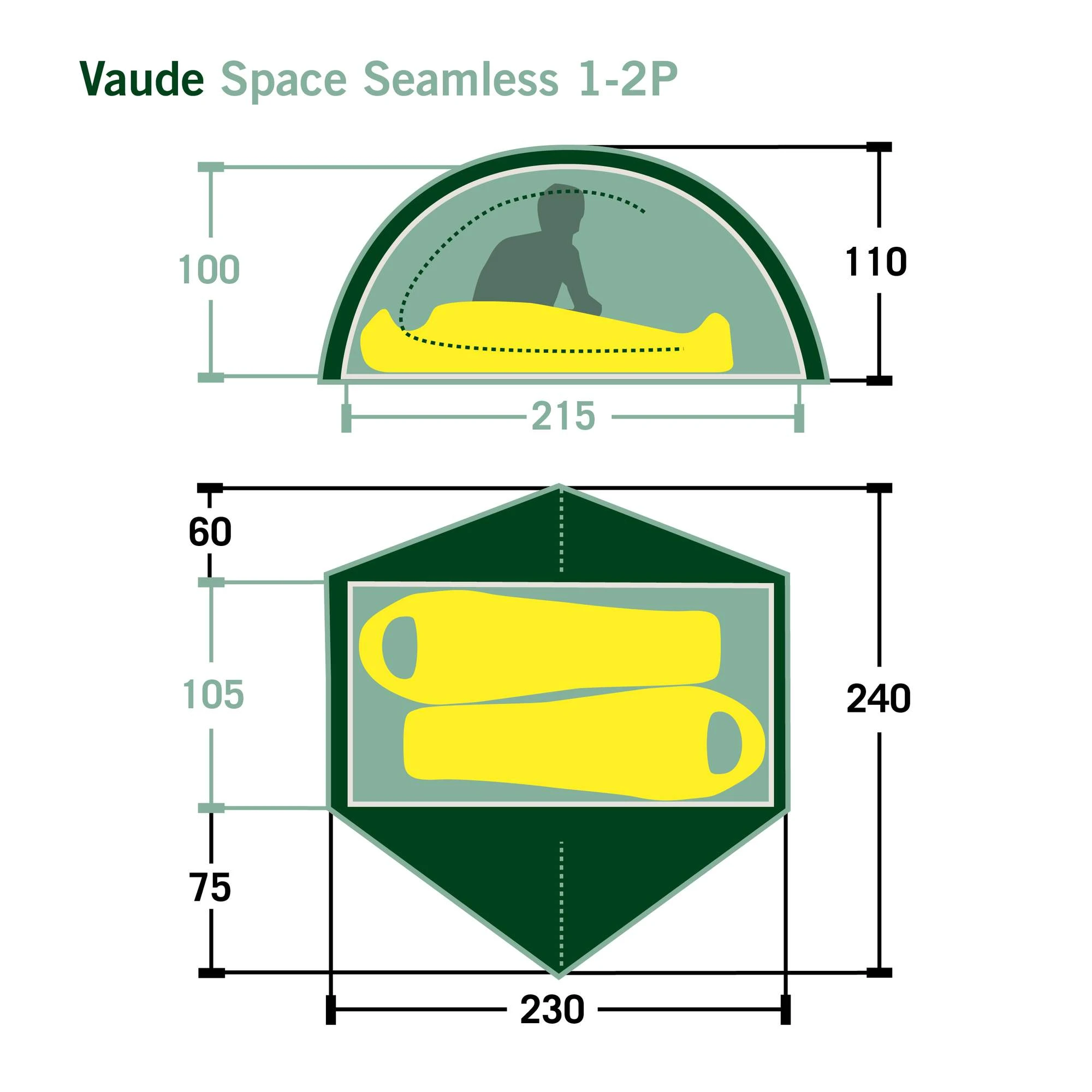 VAUDE SPACE SEAMLESS 1-2P - Kuppelzelt 2 VAUDE SPACE SEAMLESS 1-2P - Kuppelzelt – Bild 2